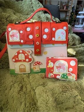 Hello Kitty/Sanrio mushroom cottage crossbody and wallet